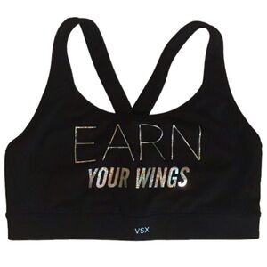 VS VSX Sport The Player Earn Your Wings 2014 Fashion Show Crossback Sports Bra L